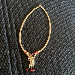 Gold Necklace with Red Accents